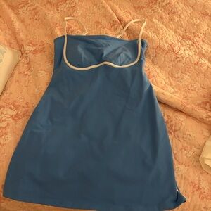 ALO Yoga Blue Slip Dress with White Trim